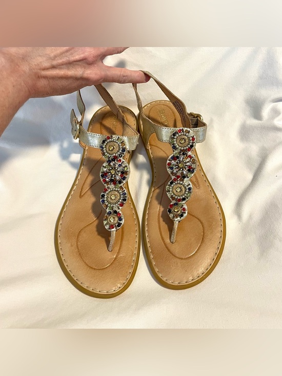 Born Shoes - BORN Hand~Crafted Leather Beaded Thong Sandals - Women’s  Size 9 - Gold -Comfort